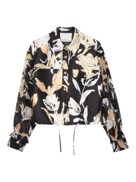 Cămașă 3.1 Phillip Lim cu model floral cu imagine negru