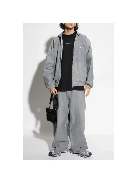 Jeansy Balenciaga z logo szare