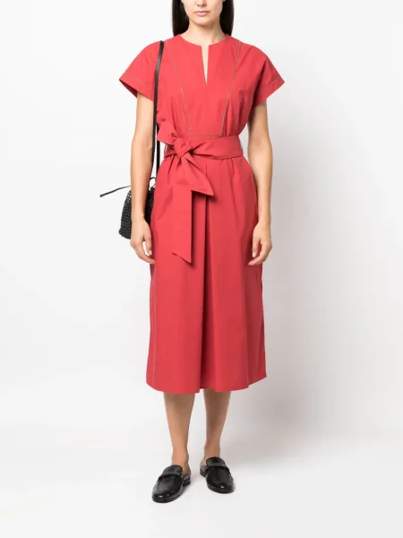 Cu centură rochie Brunello Cucinelli roșu