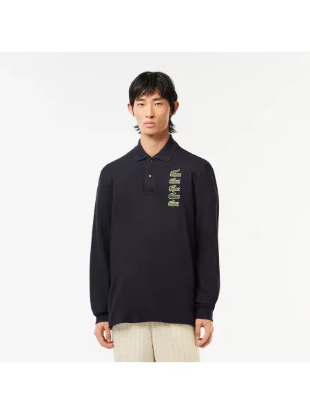 Lacoste Koszulka Polo Z Długim Rękawem Classic Fit granatowa