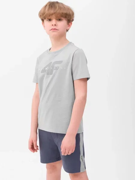 4F T-shirt koszulka chłopięca z krótkim rękawem szara