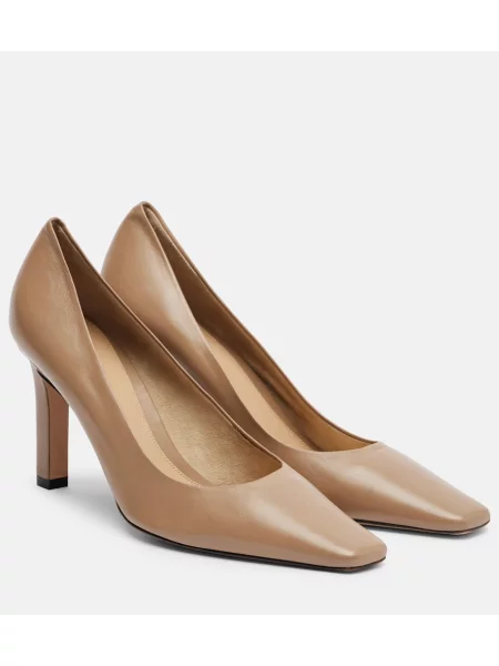 Pantofi cu toc The Row din piele bej