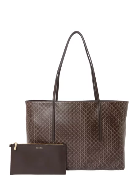 Geantă shopper Calvin Klein din piele maro