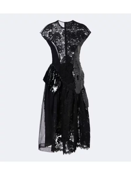 Rochie midi Simone Rocha din dantelă negru