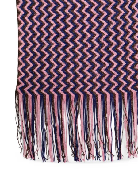 Плетен шал Missoni с ресни розово