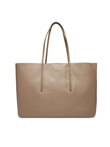 Táska Calvin Klein Emblem Aop Large Tote W/ Pouch bézs