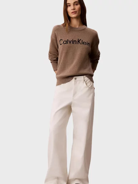 Свитер Calvin Klein Jeans с лого коричневый