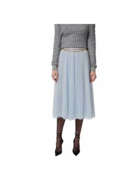 Długa spódnica plisowana Elisabetta Franchi tiulowa niebieska