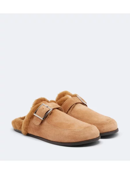 Papuci tip mules Jimmy Choo din piele de căprioară maro