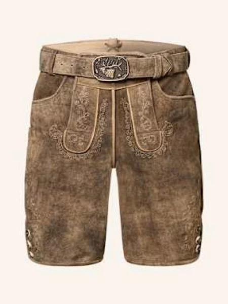 Spieth & Wensky Kožené Krojové Kalhoty Freud hnědá/ světle hnědá