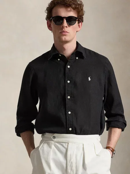 Polo Ralph Lauren cămașă de in Long Sleeve Sport Shirt negru