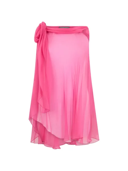Fustă midi Alberta Ferretti de mătase roz