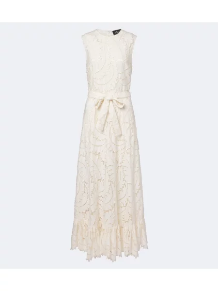 Cu centură rochie maxi Etro din dantelă alb