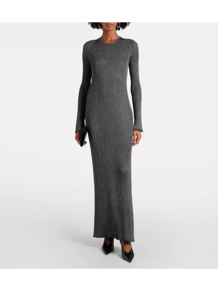 Pletené oblekové maxi šaty Proenza Schouler strieborná