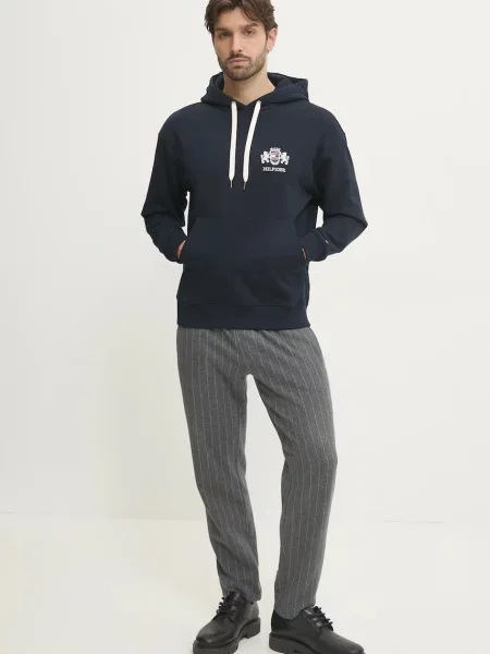Tommy Hilfiger bluza z kapturem z aplikacją granatowy