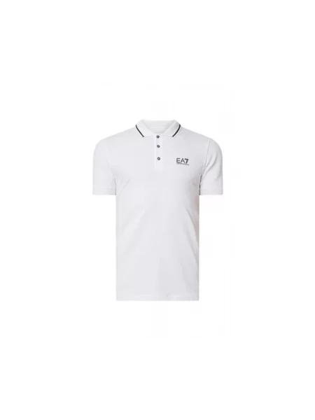 Koszulka polo Ea7 Emporio Armani z nadrukiem biała