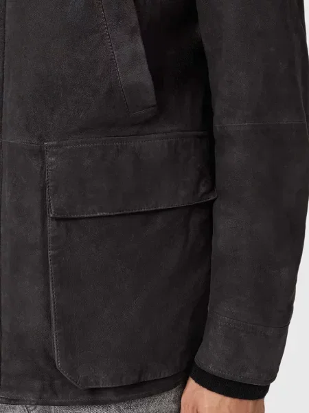 Semišová bunda AllSaints BOLTON čierna