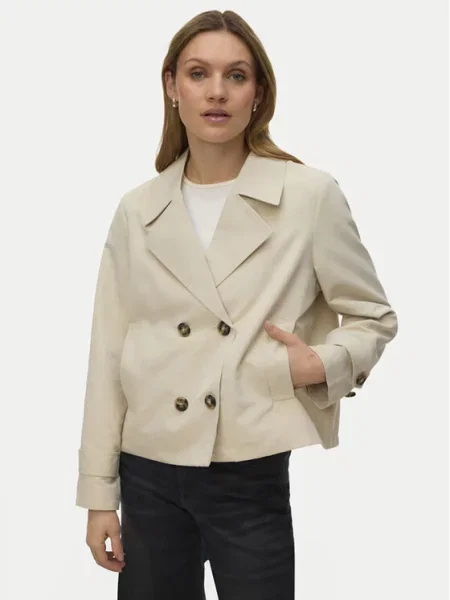 VERO MODA Demisezoninis paltas VMCHLOEMIA gelsvai pilka smėlinė