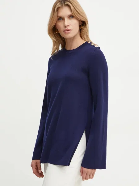 Luisa Spagnoli pulover de lana MOSE femei marin light albastru