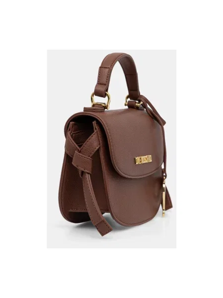 Torebka Love Moschino skórzana w serca brązowa