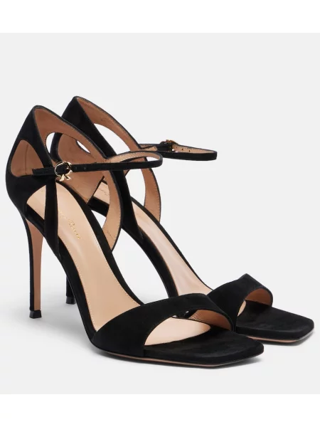 Sandale Gianvito Rossi din piele de căprioară slingback negru