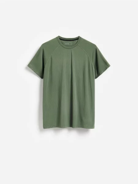 Reserved Tričko regular fit tmavozelená