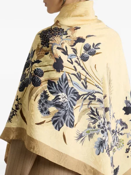 Fular Etro cu model floral din jacard galben