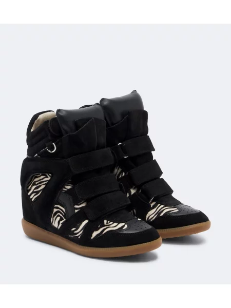 Sneakerși Isabel Marant din piele de căprioară cu pană negru