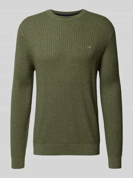 Sweter z dzianiny z detalem z logo Christian Berg Men
