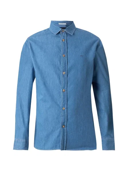 Klasična denim srajca Pepe Jeans z dolgimi rokavi modra