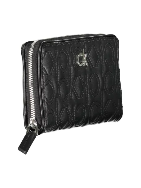 Lniany portfel Calvin Klein czarny
