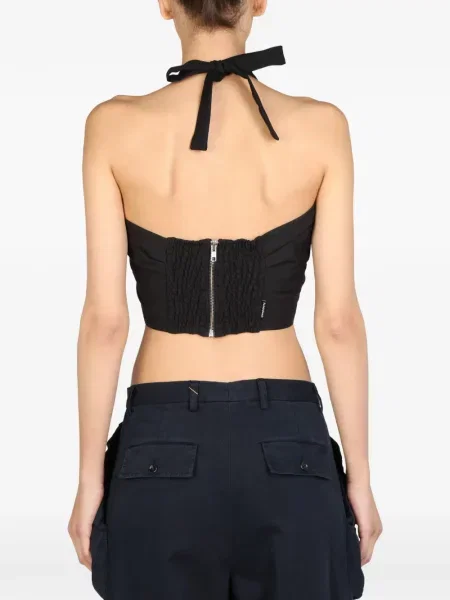 Top 1/off cu gât halter negru