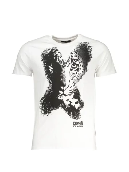 Tricou Cavalli Class cu imagine cu model leopard alb