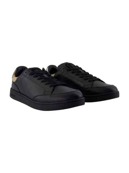 Sneakersy Burberry skórzane w kratę czarne