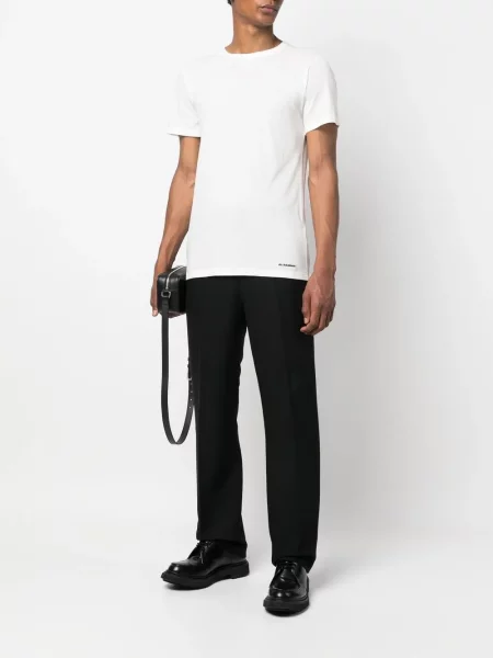 Marškinėliai Jil Sander apvaliu kaklu balta