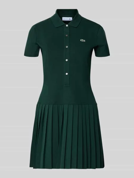 Sukienka casualowa o kroju regular fit z mieszanki bawełny Lacoste zielona