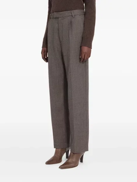 Pantaloni Mm6 Maison Margiela cu model herringbone plisate gri