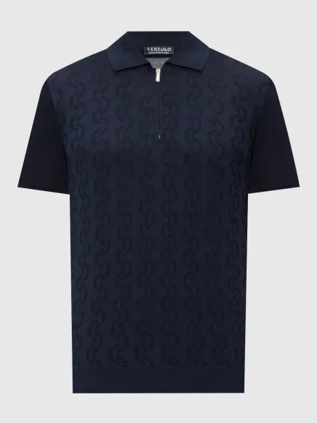 Поло із шовку у візерунок Bertolo Cashmere синє