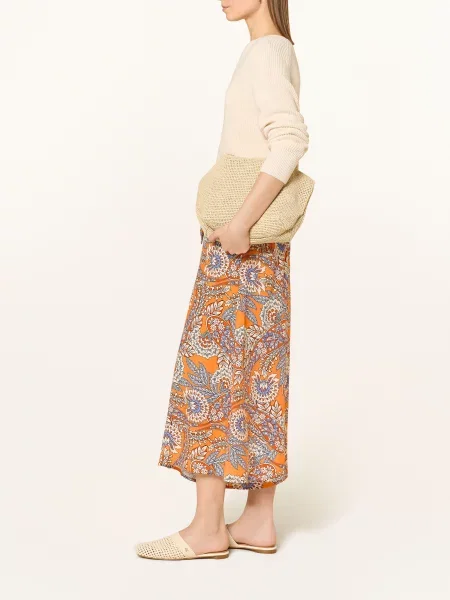 Herrlicher Spodnie Typu Culotte Nelanie orange białe
