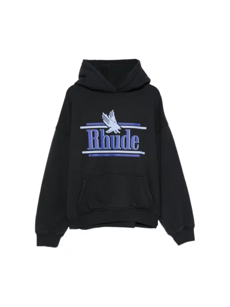 Bluza z kapturem Rhude z kapturem z nadrukiem z dżerseju czarna