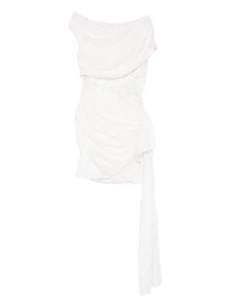 Rochie mini Self-portrait din dantelă drapată de costum alb