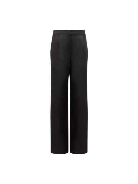 Lniane długie spodnie palazzo Msgm czarne