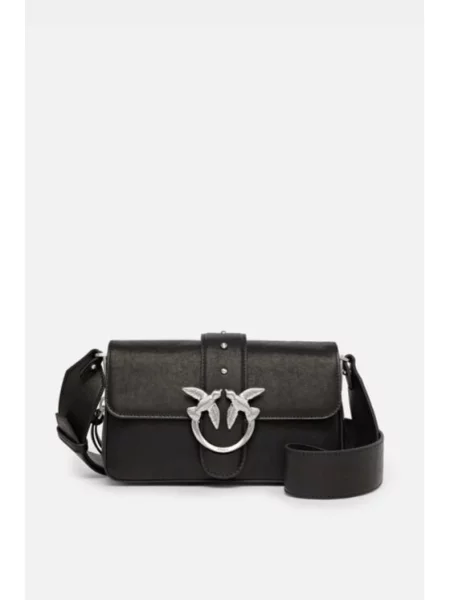 PINKO Torba za čez ramo Pinko Sac Rabat Love One Slouchy Mini Vite Noir' črna