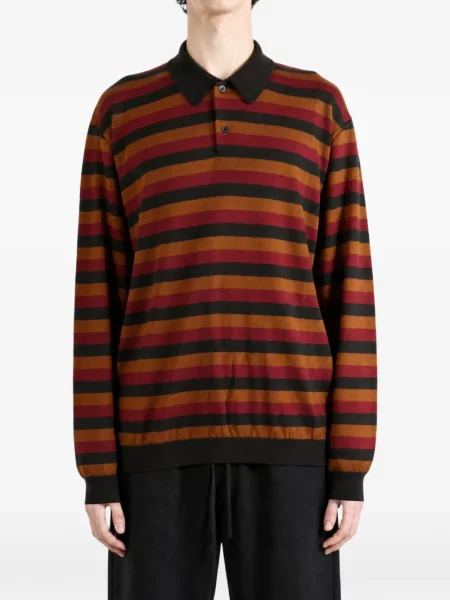 Lung tricou polo Vowels negru