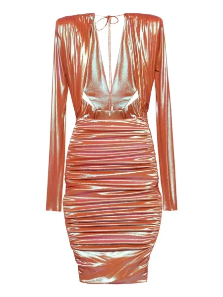 Drapiruota kostiumas midi suknelė Alexandre Vauthier iki kelių oranžinė