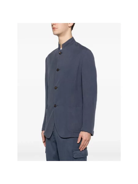 Eleventy Marynarka Slim Fit Z Lnem blau niebieska