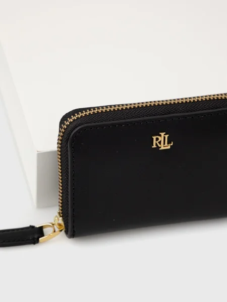 Bőr pénztárca Lauren Ralph Lauren fekete