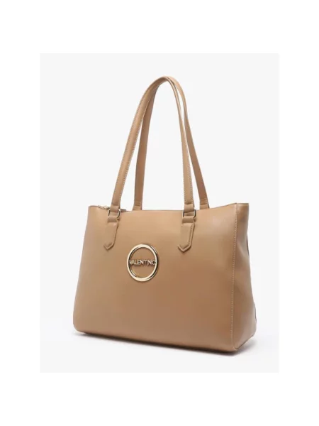 Lniana shopperka Valentino By Mario Valentino beżowa