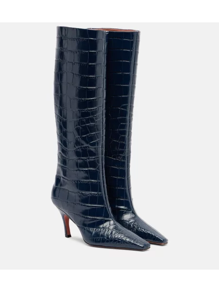 Usnjene škornji Amina Muaddi modra