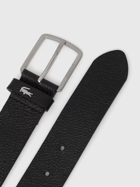 Кожаный ремень Lacoste с ремешками черный